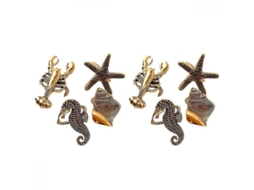 2026 8 Peças de Anéis de Guardanapos Marinhos Estrela do Mar Cavalo Marinho Caracol Metal Ouro para Casamentos Festivais