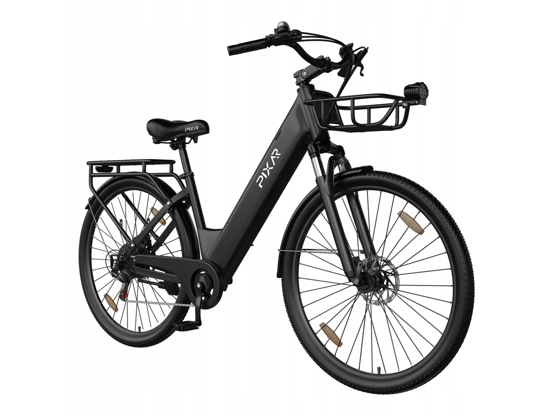 Bicicleta Elétrica Urbana PIXAR C1 Pro, 250w, 36v 18ah, 25 Km/h, Autonomia 150km, Freios a Disco Hidráulicos, Shimano 7v, Máx 250kg