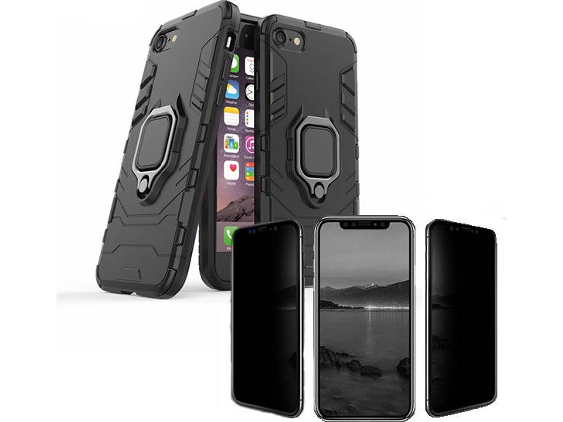 Kit Capa e Película de Vidro 5D Anti-Spy iPhone SE 2020 Defender Preto