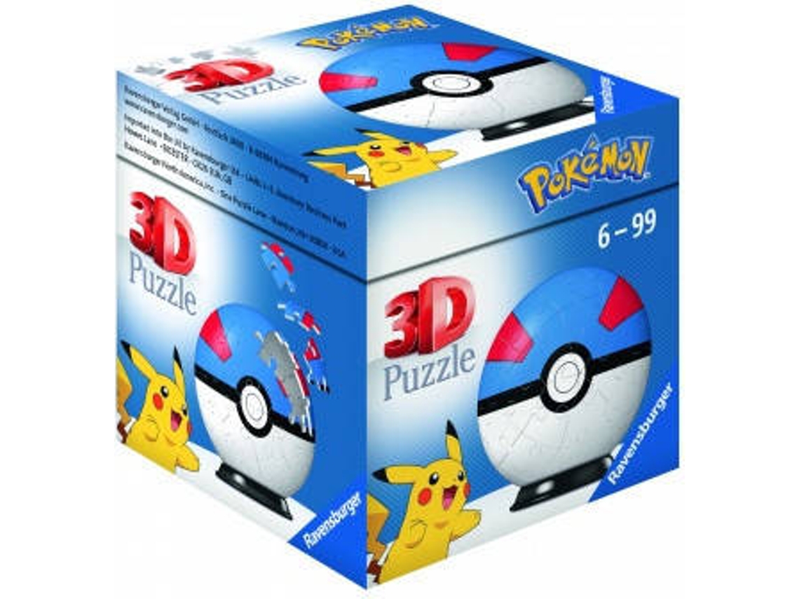 Puzzle 3D RAVENSBURGUER Pokémon Pokéballs Superball (Idade Mínima: 6 Anos - 55 Peças)