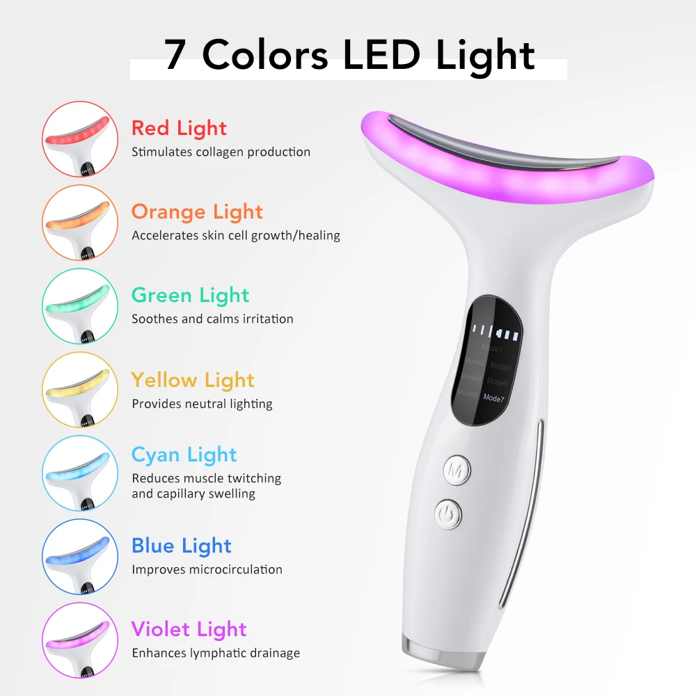 Aparelho De Beleza Facial E Para O Pescoço Com Microcorrente Ems, Led Ipl Para Rejuvenescimento Da Pele, Eliminação Da Papada