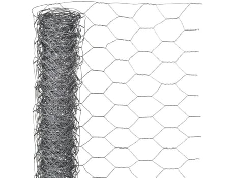 Rede de Arame NATURE Hexagonal (Cinzento - 50x250 cm - Aço)