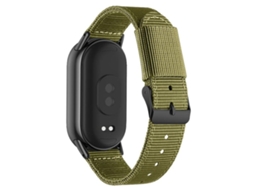Bracelete para Xiaomi Smart Band 10/9/8 em nylon trançado com fivela de pino preta verde militar XIAOMOYU