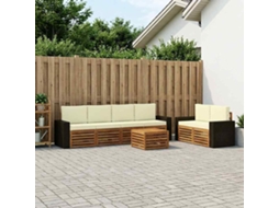 Vidaxl Conjunto De Sofás Para Exterior 7 Unid. Natural E Creme