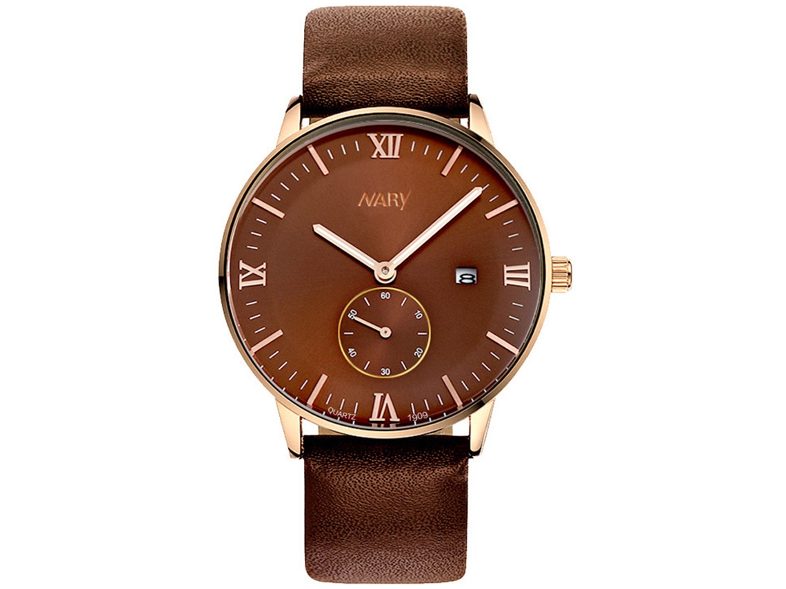 Reloj De Pulsera Analógico De Acero Inoxidable Con Movimiento De Cuarzo Para Hombre Café