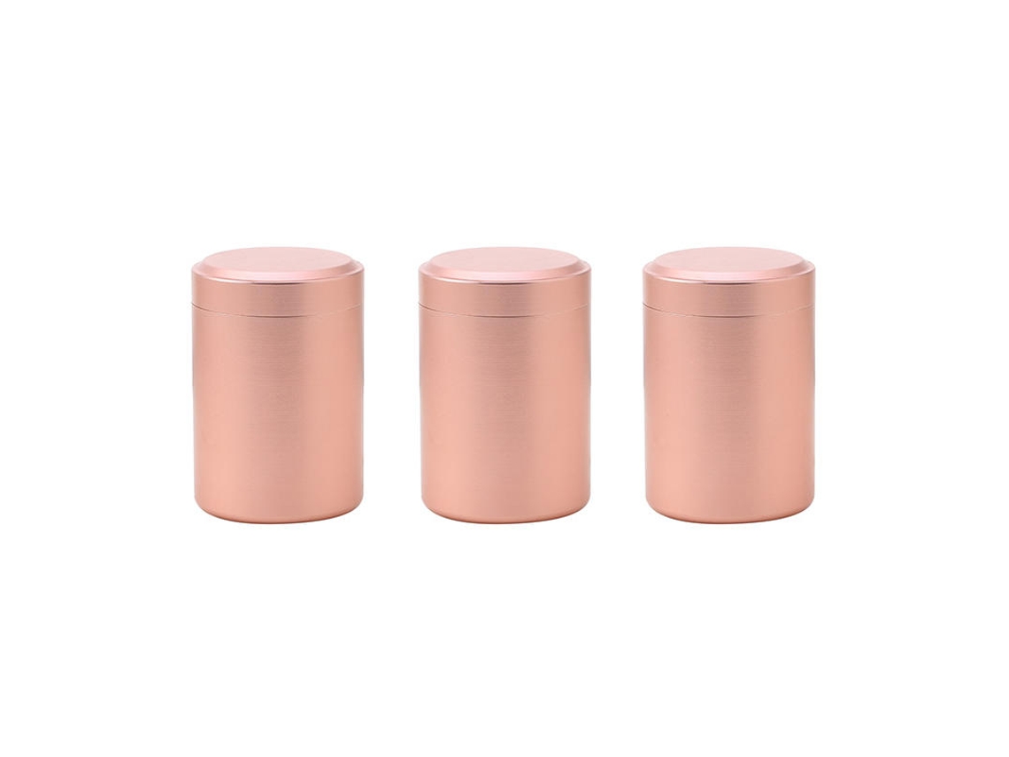 Mini Caixa de Chá de Metal, Recipiente Pequeno e Portátil MDUG (conjunto de 3 Peças em Ouro Rosa)