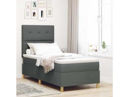 Cama Box Spring Com Colchão Cinza Escuro Individual De Tecido