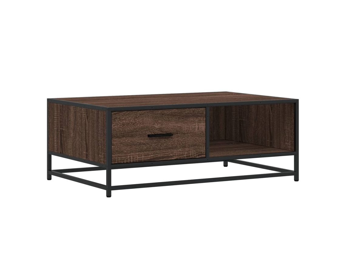 Mesa de Centro Derivados de Madeira/Metal Carvalho Castanho MAISON EXCLUSIVE (90x57x35 cm)
