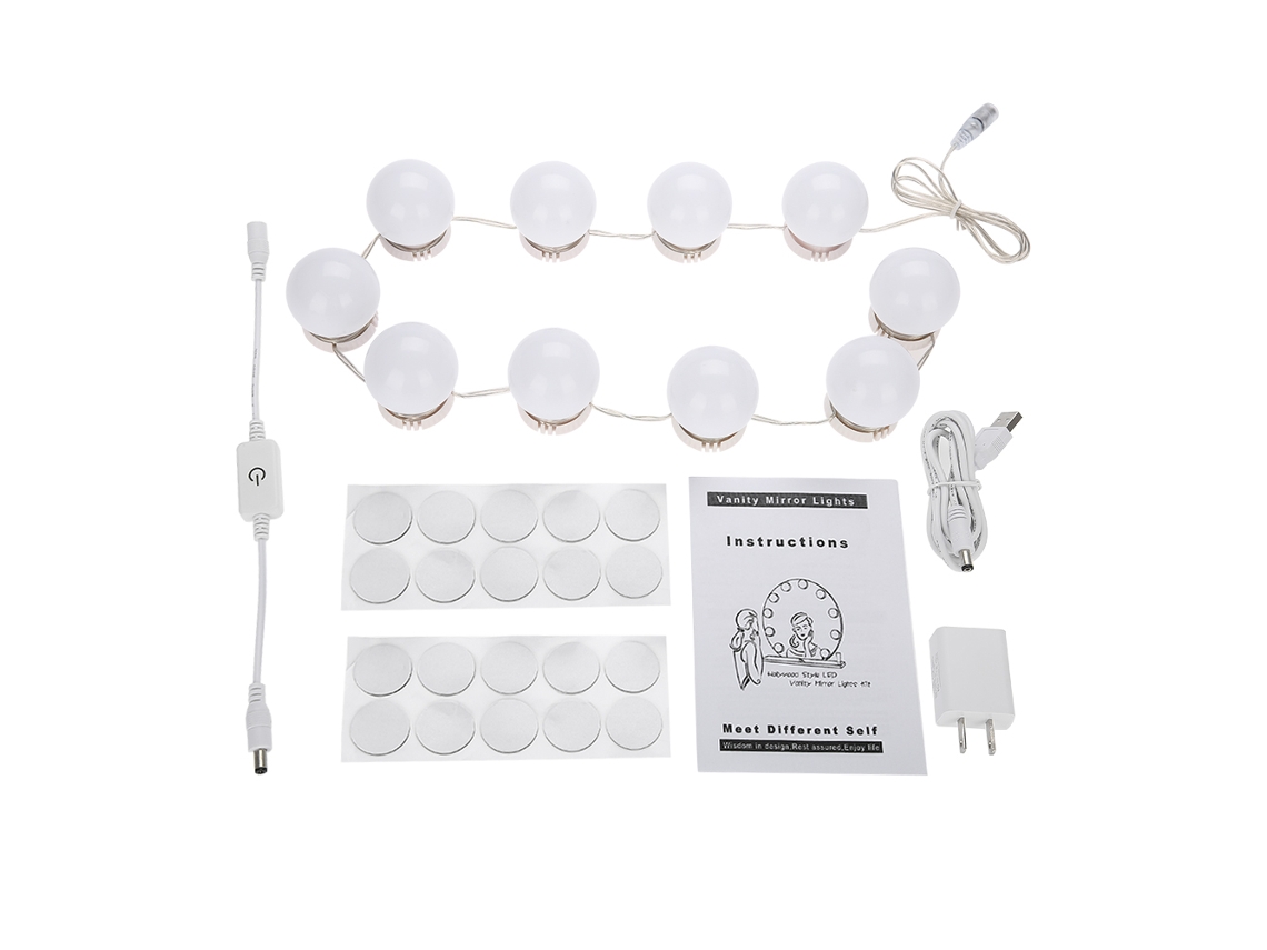 Kit Lâmpadas Led Para Espelho Beleza Com Iluminação Compatível