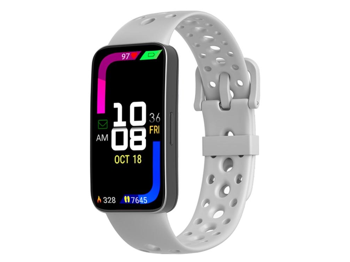 Bracelete Para Huawei Band 10 / 9 / 8 - Silicone Cinza-névoa - Fivela De Pino - Furos Redondos Cinza