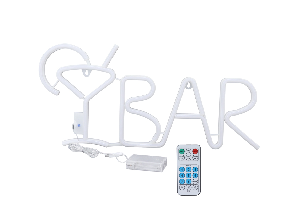 Luminária de Parede Led Neon Roxa com Controle Remoto de 24 Teclas e 8 Modos para Bar CHABERLU