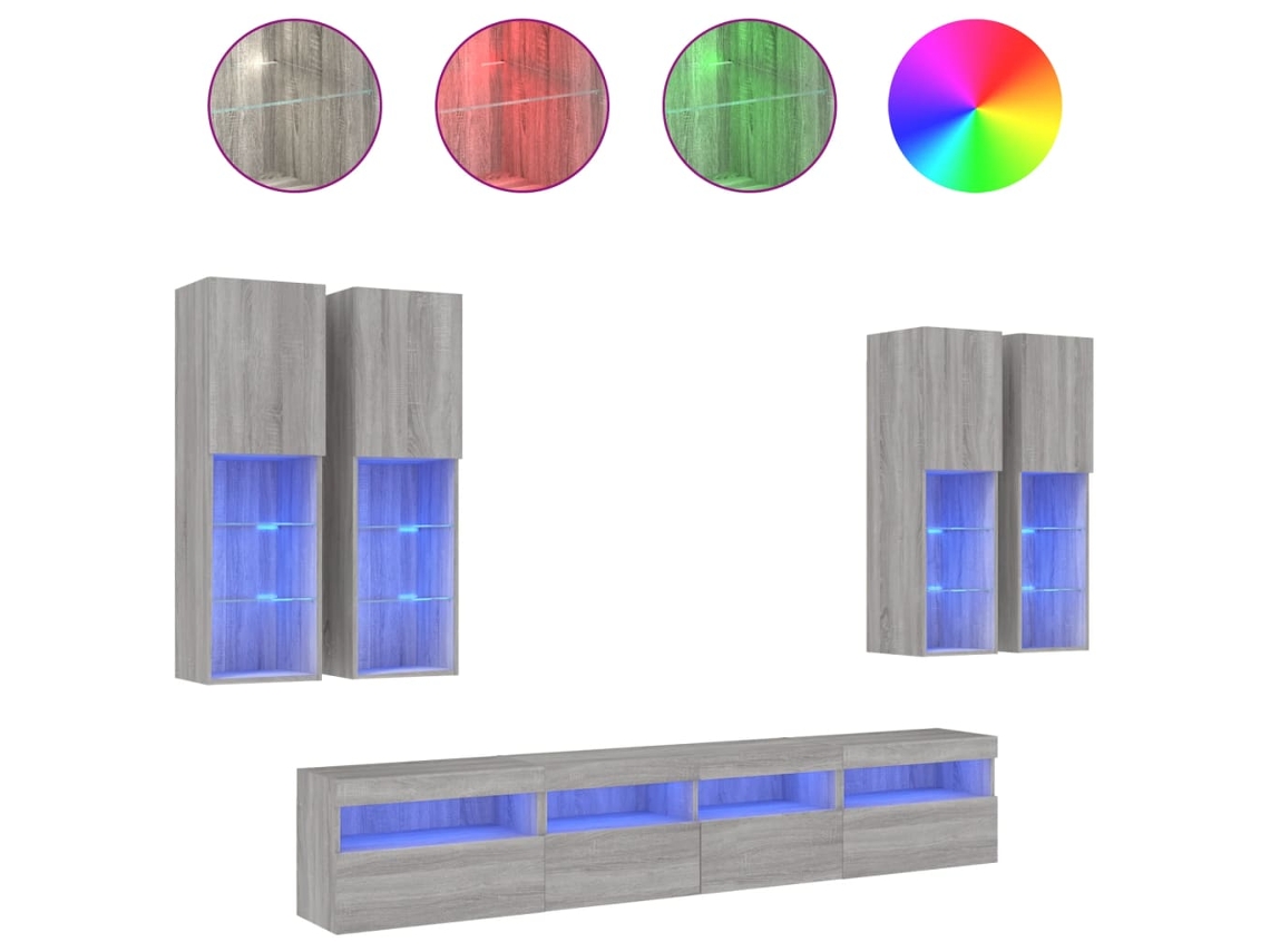 Tv Wall Cabinet Set, Tv Wall Cabinet Sets Vidaxl Cinzeto Madeira Processada (n/a)