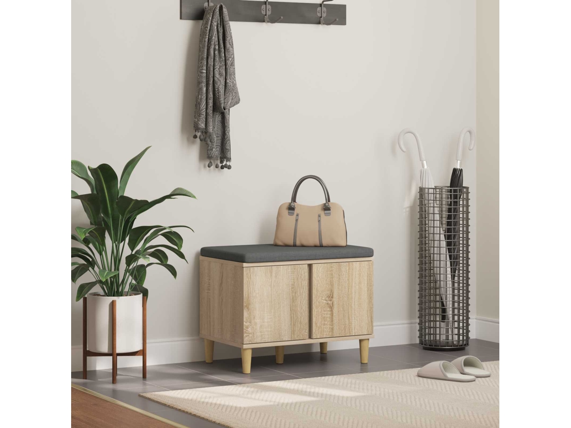 Vidaxl Banco De Hall Com Almofada Carvalho Sonoma 60 X 38 X 46 Cm