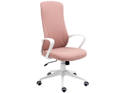 Cadeira De Escritório Ergonómica Com Altura Ajustável Função De Inclinação E Encosto Alto 62x56x110-119,5 Cm Rosa