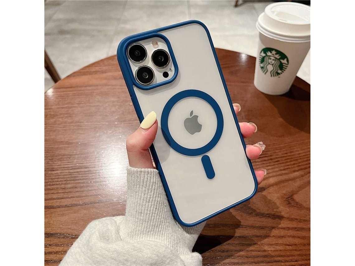 Capa Para Iphone 17 Pro Max, Azul Marinho, Transparente, Com Toque Macio, Proteção Magnética Contra Quedas, Silicone Rígido.