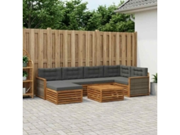 Vidaxl Conjunto De Sofás Para Exterior 7 Unid. Natural E Antracite