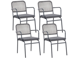 Conjunto De 4 Cadeiras De Jardim Com Almofadas Beliani Taceno De Alumínio Cinzento 46x52x82