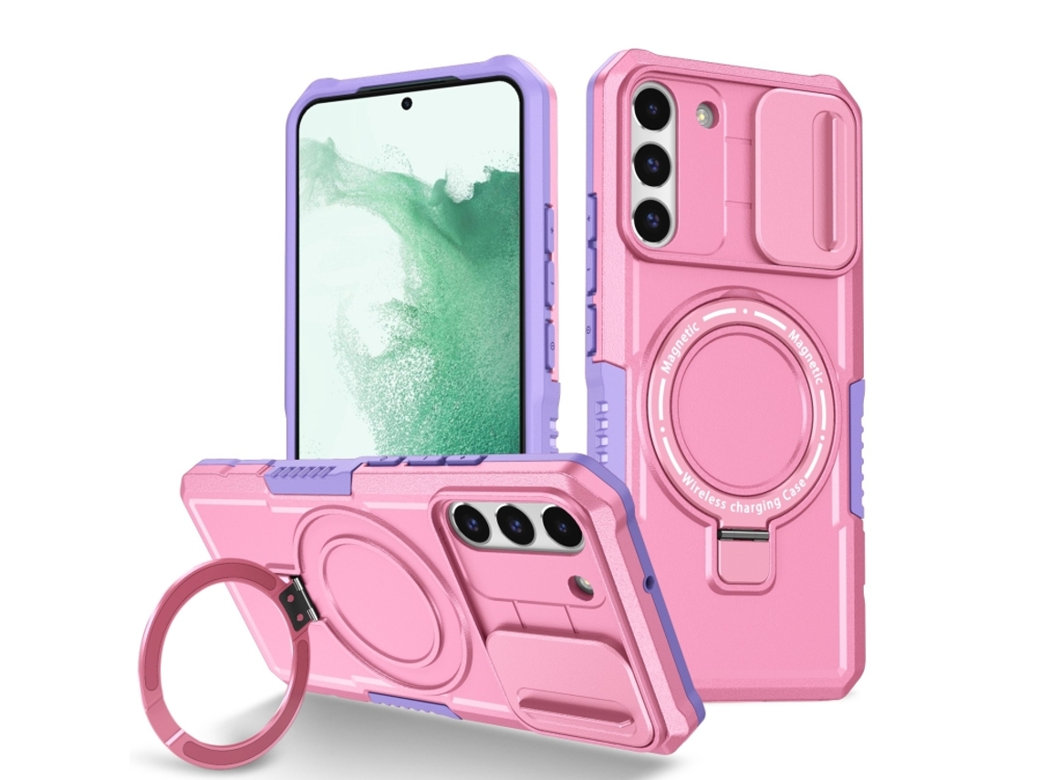 Capa Zruxe Compativel Com Samsung Galaxy S22 5g (camshield - Magsafe - Tpu - Híbrido - Pc - Roxo Rosa)