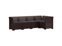 Vidaxl Sofá De Jardim De 5 Pessoas Com Almofadas Visual De Rattan Pp