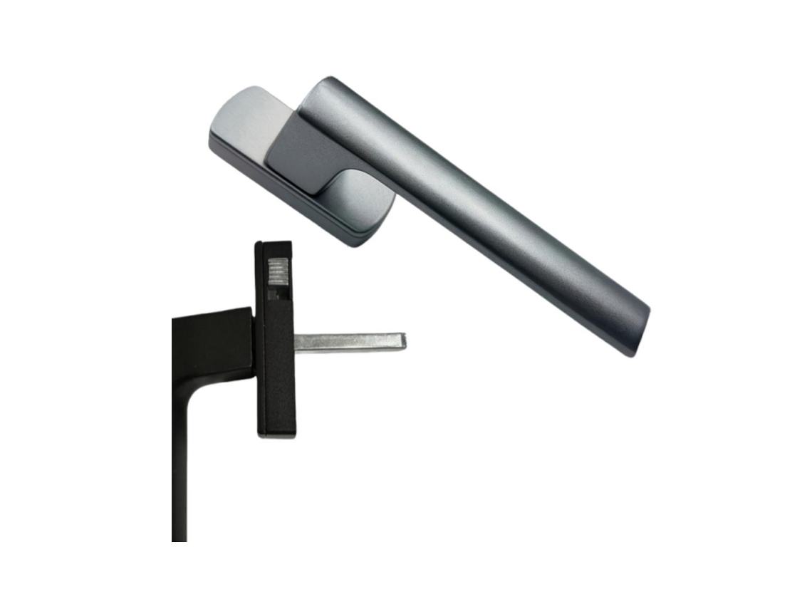 Maçaneta de Janela Batente Trancável 25mm Liga de Alumínio, Alavanca Ergonómica, 1 Peça Grey INF