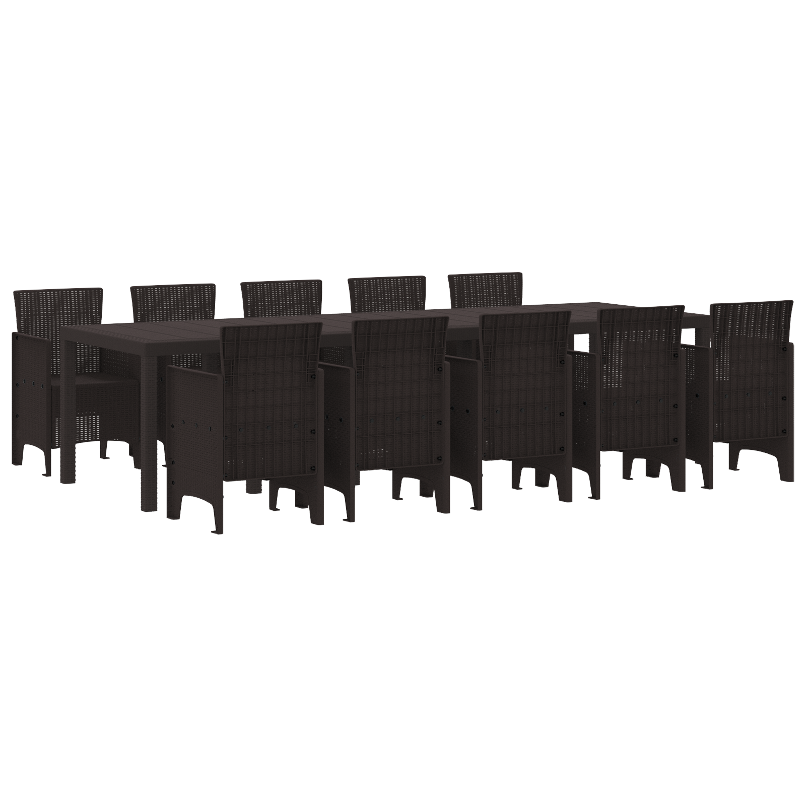 Conjunto 11 Conjunto De Jantar Para Exterior Vidaxl Castanho Polipropileno (300 X 100 X 73 Cm)