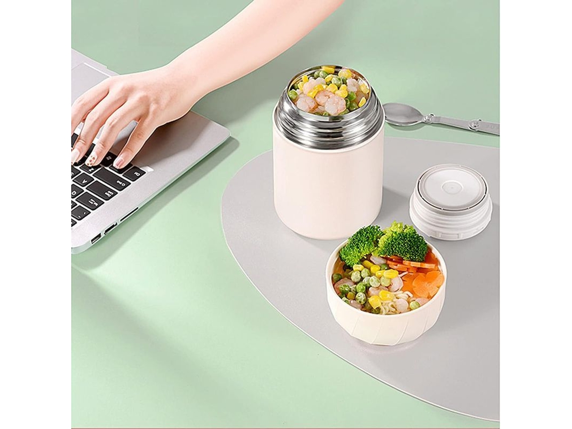 2026 thermos de Alimentos Aislado Al Vacío Linjou Acero Inoxidable 304 para Comida Caliente Y Fría 500ml Blanco