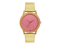 Relógio de quartzo unissex minimalista Zhoulianfa com pulseira de silicone dourada.