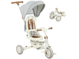 Triciclo Multifunções 5 Em 1 Para 1-3 Anos, Alça Removível Ajustável E Cinto, Branco Crème