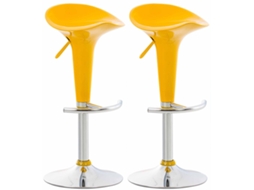 Conjunto de 2 banquetas de bar giratórias e com altura ajustável, na cor amarela (Tdb10026)