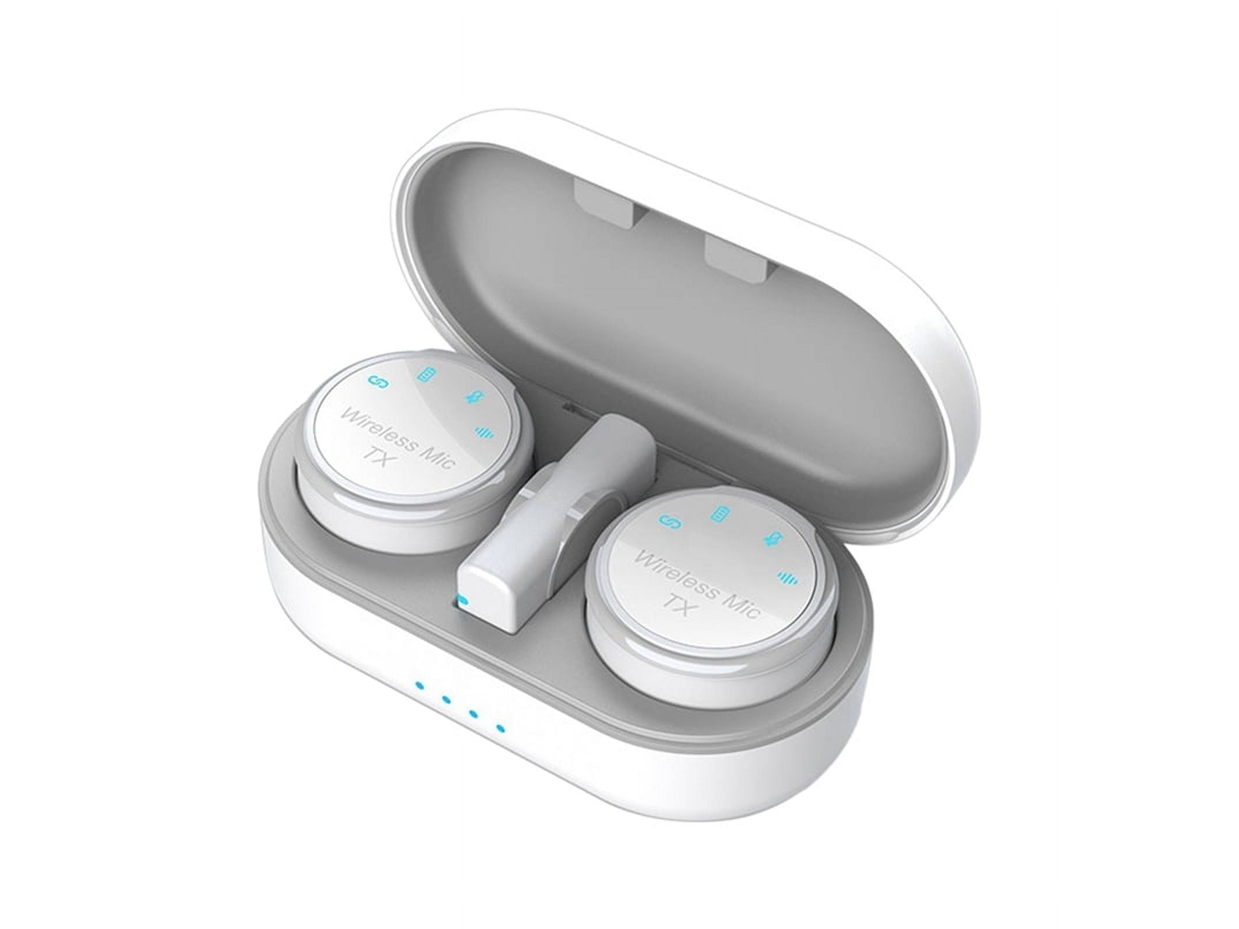 Microfone De Lapela Sem Fio Com Redução Ruído Magnético, Plug Play, Compatível Interface Tipo C Android Aquaforge (branco)