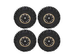 Mali 4pcs Pneu de Borracha Rc Aro de Latão Preto Robusto Pneu de Carro Crawler para Axial Scx24 1/24 Buraco Redondo