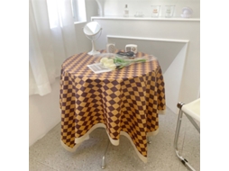 Toalha de Mesa Vintage Xadrez Simples 75x75cm Amarela Mesa Retangular Redonda