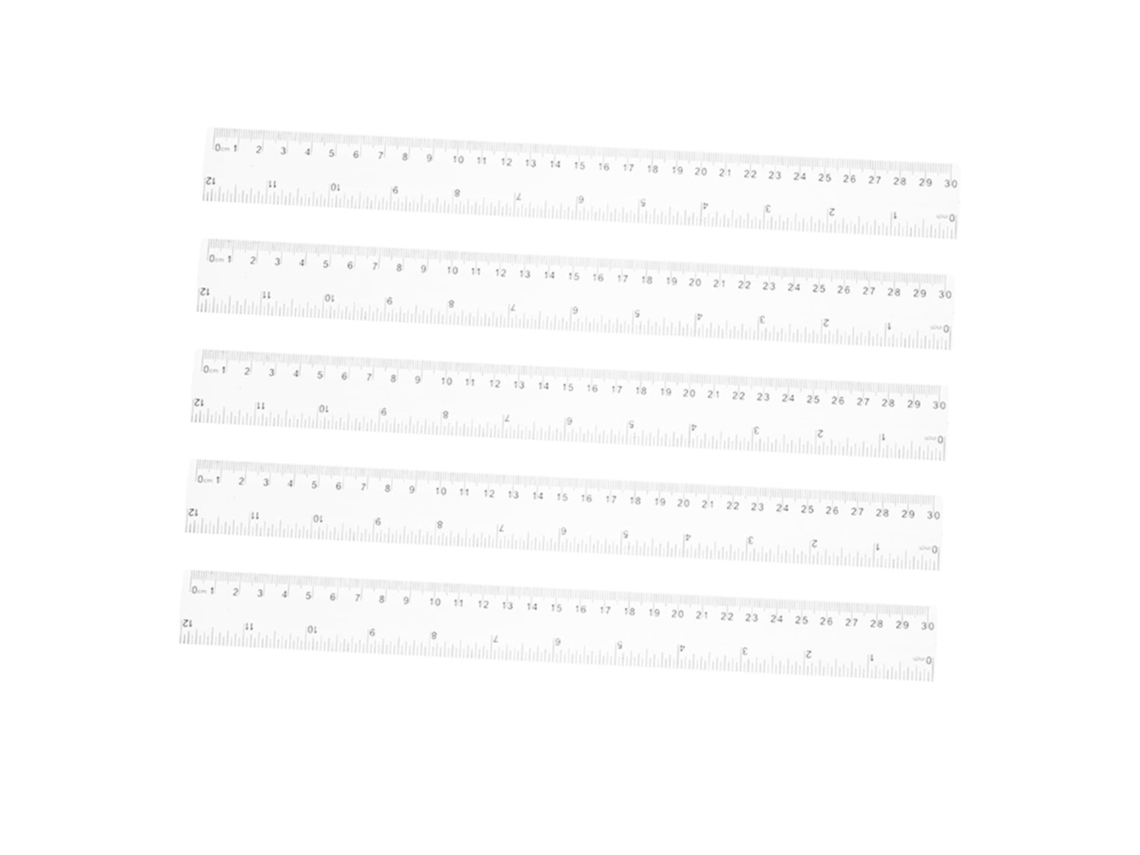 Régua Reta De Plástico Abs 30 Cm, Pacote Com 5 Unidades