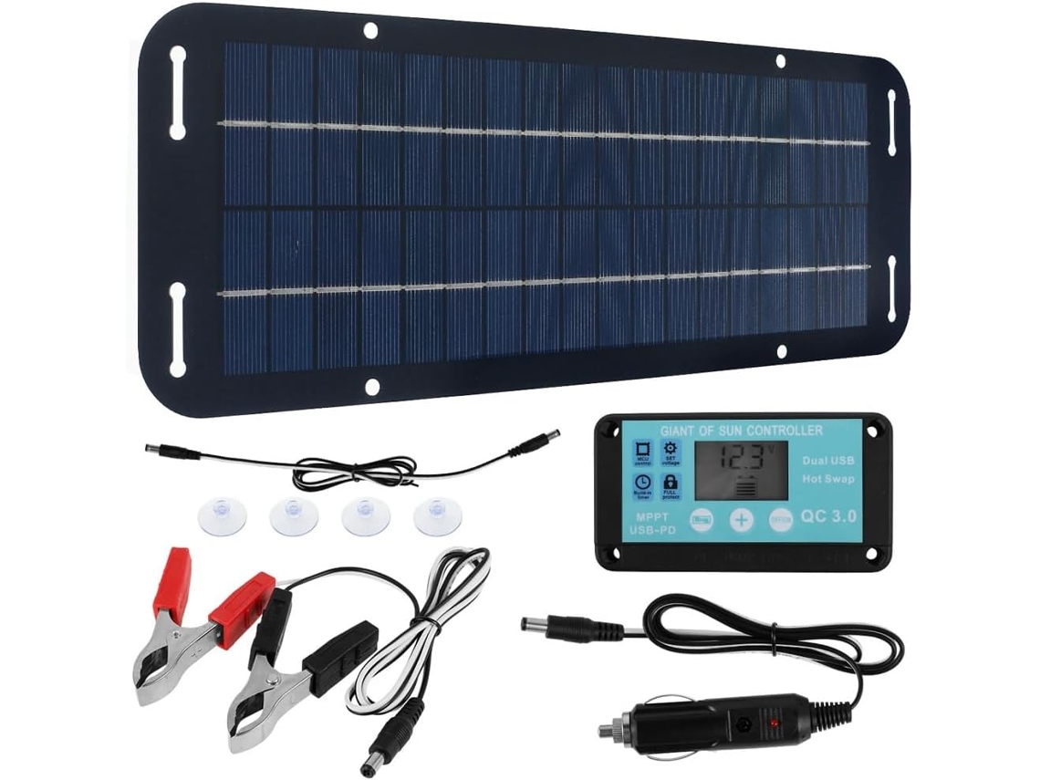 Kit de painel solar SFUSHOS 20W 12V, carregador, USB, bateria