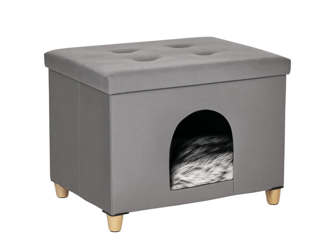 Nicho para Gatos com Elevado com Almofada Móvel e Lavável, Apoio para os Pés Macio, Blusa Abrible, Cinza Ge