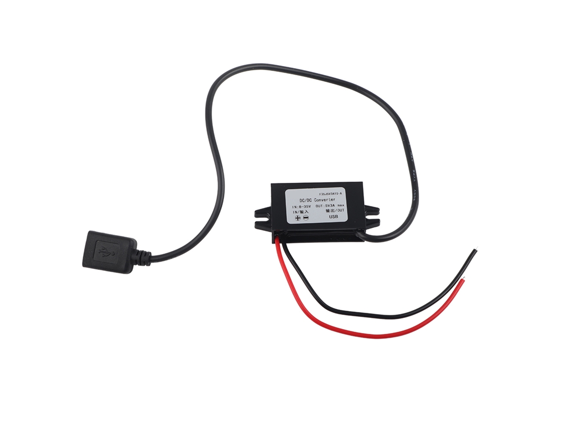 Adaptador Dc-dc Buck 12v/24v Para Usb 5v 3a Conversor Regulador Câble De Fio