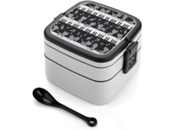 Music Cat Marmita Bento Empilhável De 1000ml Com Duas Camadas, À Prova De Vazamentos, Com Colher, Recipiente Portátil De