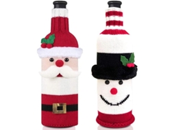 2 Fundas Para Botellas De Vino Navideñas Con Diseño De Santa Suéter Ideal Para Regalos Y Decoración Navideña