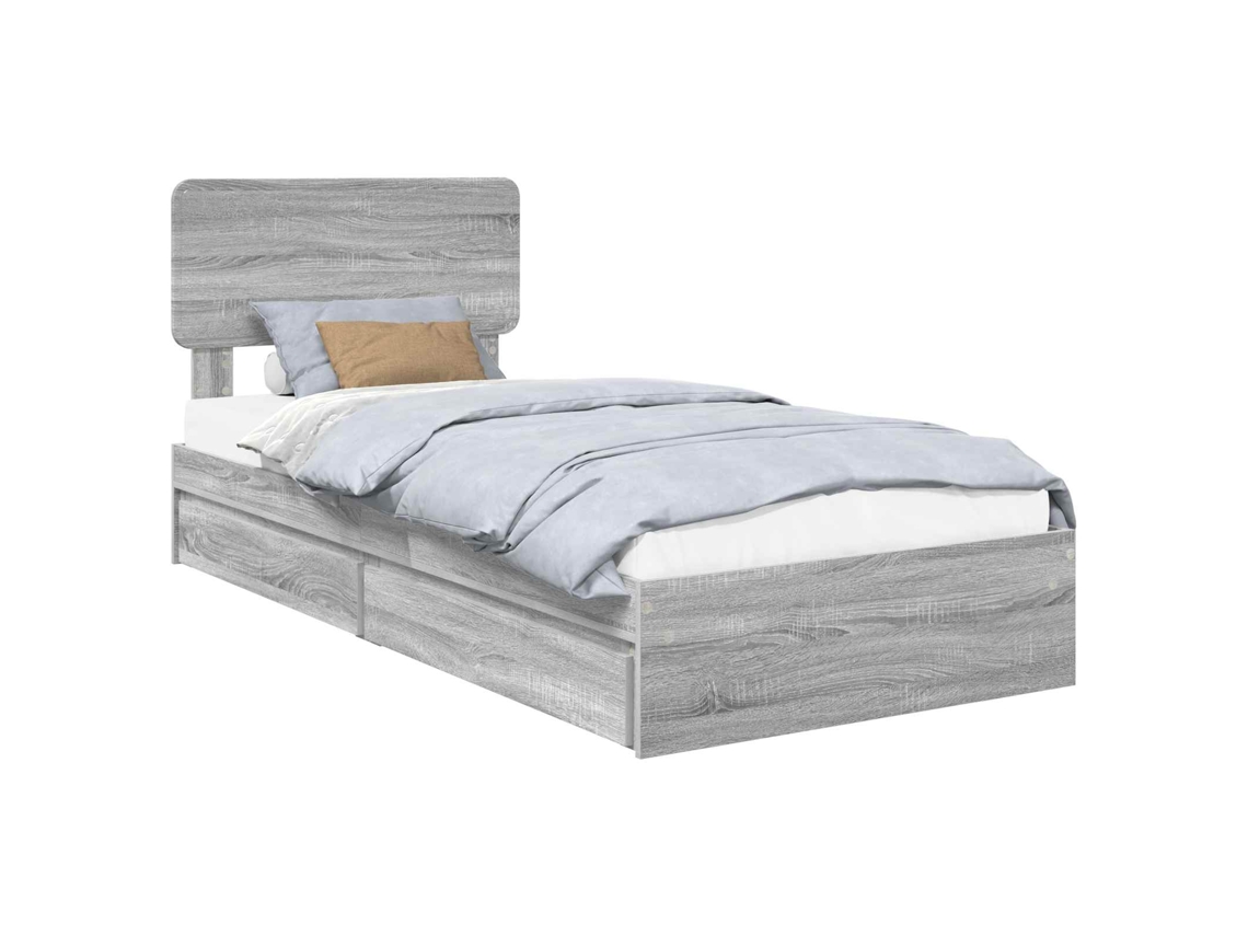 Cama com Armazenamento Cinza Sonoma 75x190 cm MAISON EXCLUSIVE