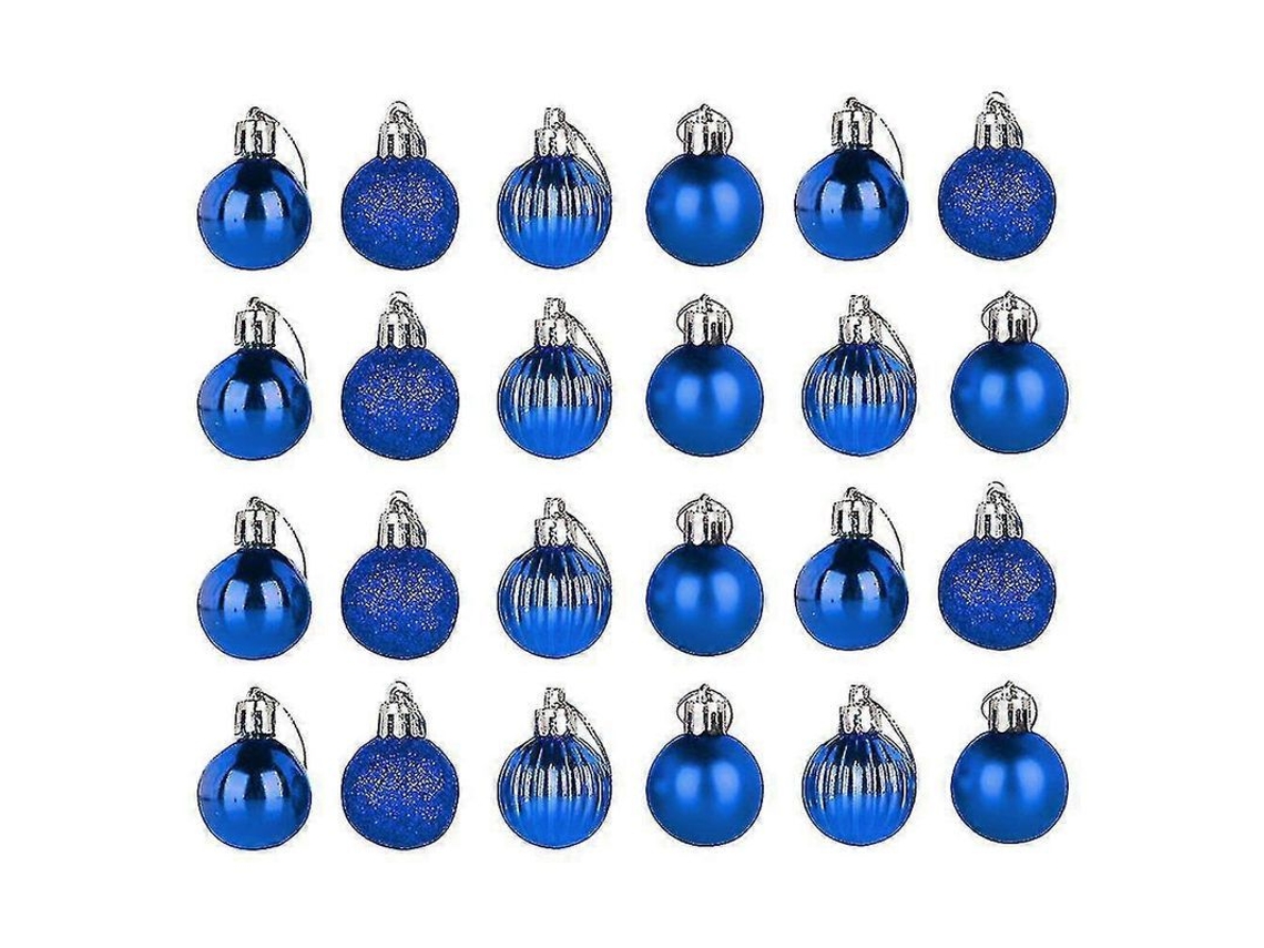 Bola Decorativa De Natal Azul De Plástico Com 4 Designs - 24 Unidades Para Festivais E Decoração