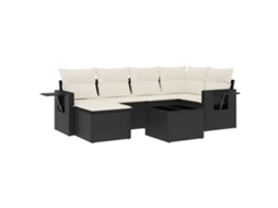 Conjunto de 7 Sofás para Jardim com Almofadões Vime Pe Preto MAISON EXCLUSIVE (7 pcs)