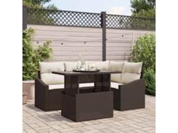 Vidaxl Conjunto De Sofá De Jardim 5 Unid. Marrom E Creme