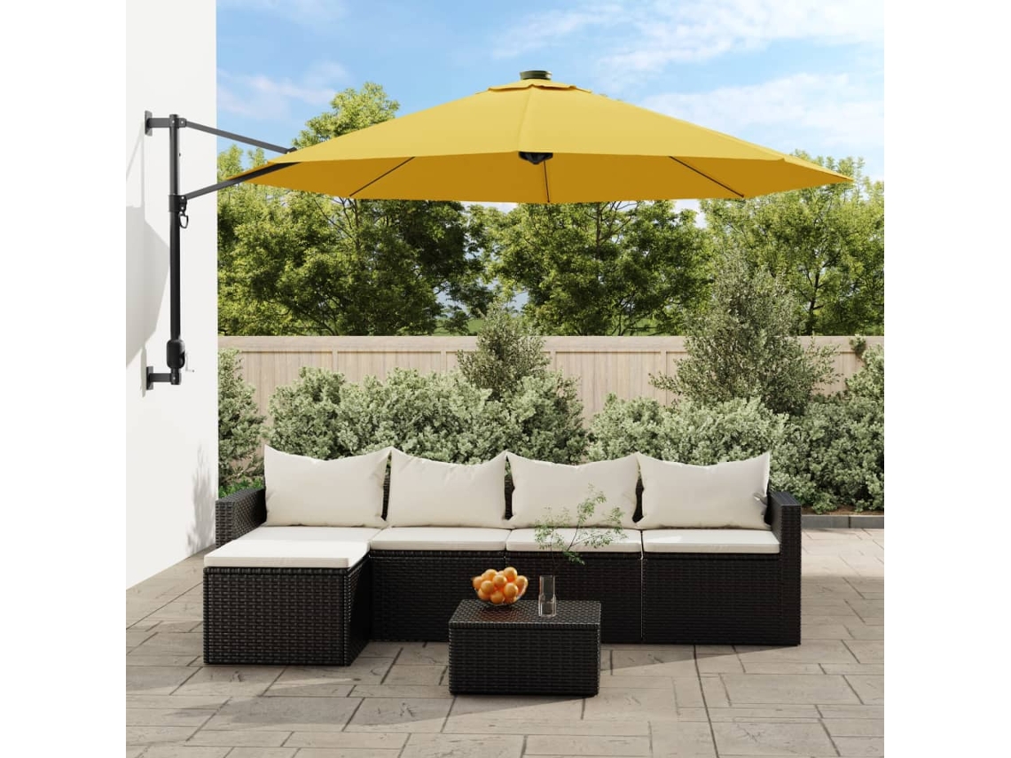 Guarda sol de parede com luzes LED 290cm Amarelo HARLANV1