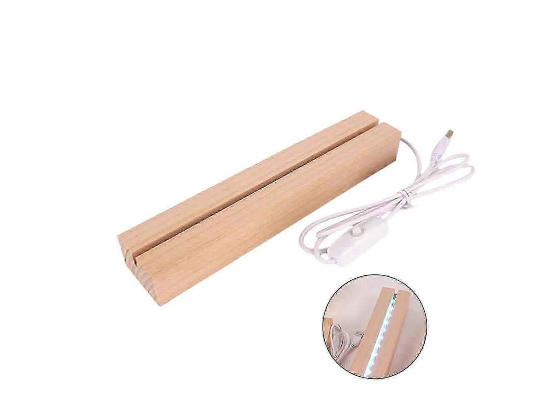 Base De Luz Led Retangular Com Suporte De Cristal Falso E Madeira, Para Decoração E Carregamento Usb