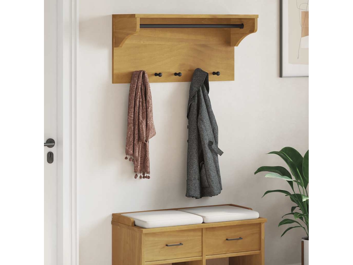 Vidaxl Cabide De Parede Sandnes 87x30x42 Cm Pinho De Madeira Maciça