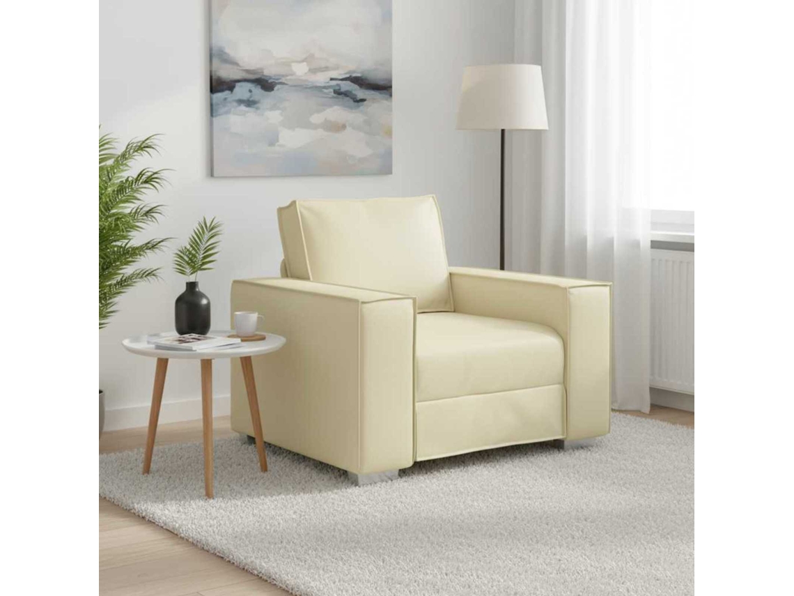 Vidaxl Cadeira Sofa Creme 100 Cm Couro Sintético