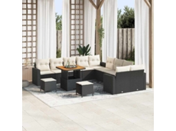 Vidaxl Conjunto De Sofá De Jardim 13 Unid. Preto Vime Pe