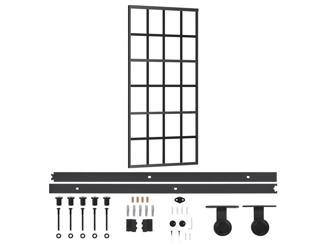 Sliding Door, Sliding Doors Vidaxl Preto Alumínio (90 X 205 Cm (trilho Deslizante De 200 Cm))