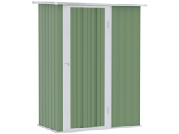 Casa de Jardim com Porta em Aço Verde 142 X 84 X 189 Cm para Armazenamento Ao Ar Livre e Ferramentas ORBITRA COMMERCE