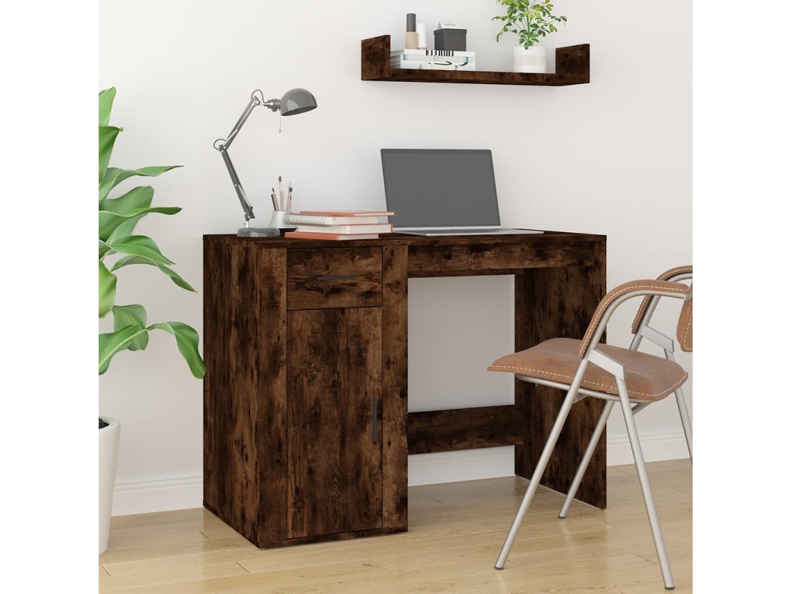 Vidaxl Secretária 100x49x75 Cm Derivados Madeira Cor Carvalho Fumado